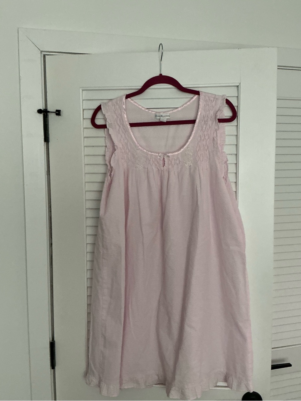 Miss Elaine Pale Pink Sleeveless Nightgown Lace Yoke XL cottagecore prairie